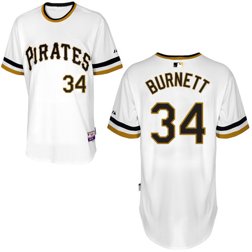 A-J Burnett #34 MLB Jersey-Pittsburgh Pirates Men's Authentic Alternate White Cool Base Baseball Jersey